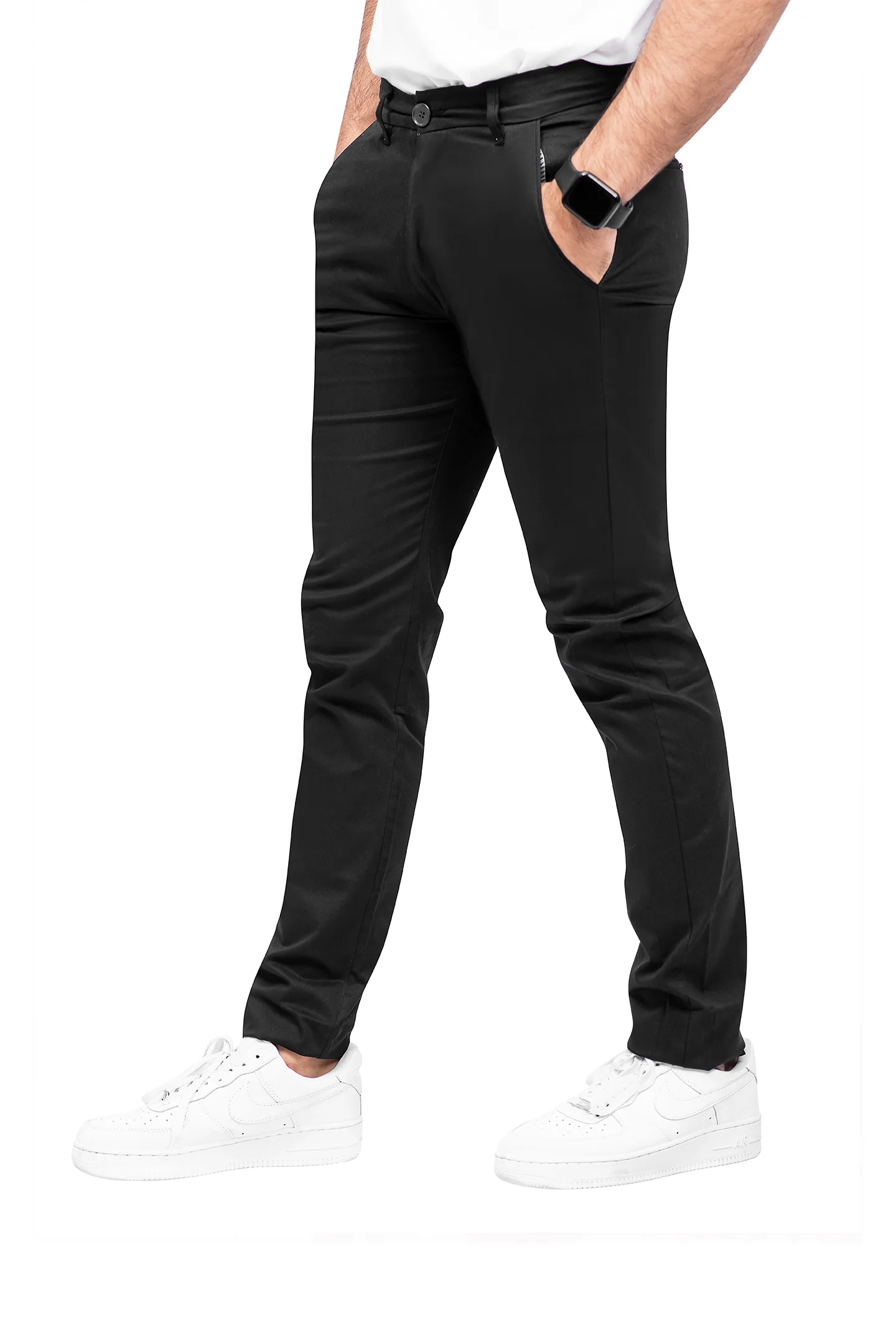 Trendy Men's Cotton Chinos Black Dress Pant - Image 2