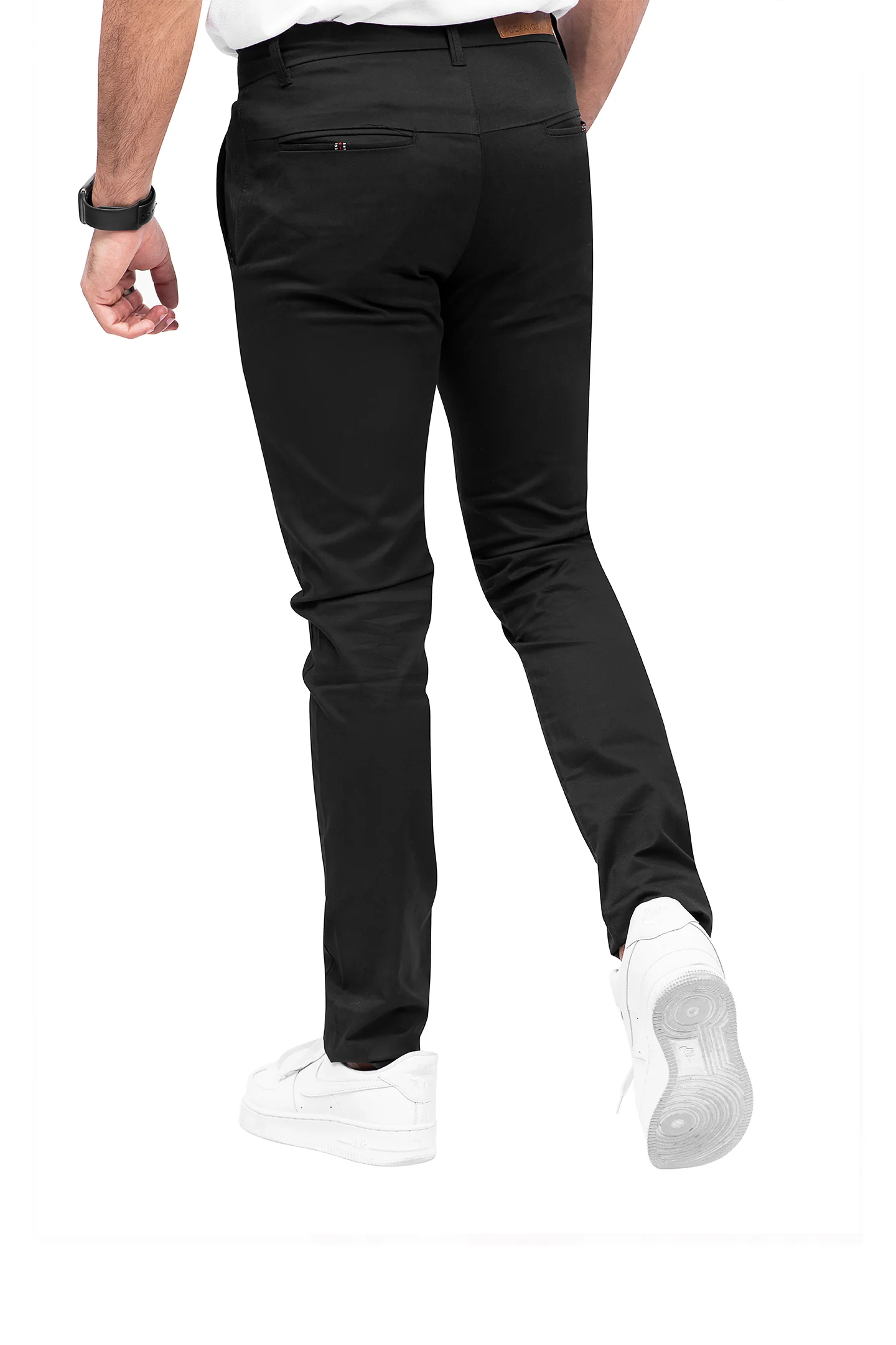 Trendy Men's Cotton Chinos Black Dress Pant - Image 3