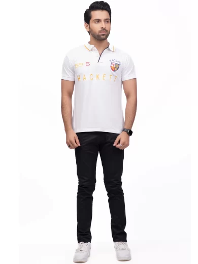 Hackett Lions Patch Classic Fit White Premium Polo