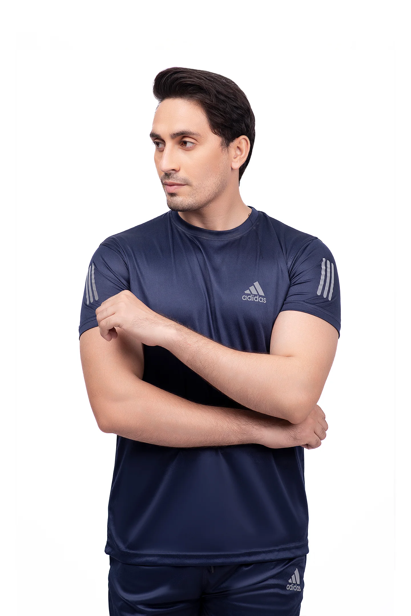 Reflective Logo Round Neck Blue Tracksuit - Image 2