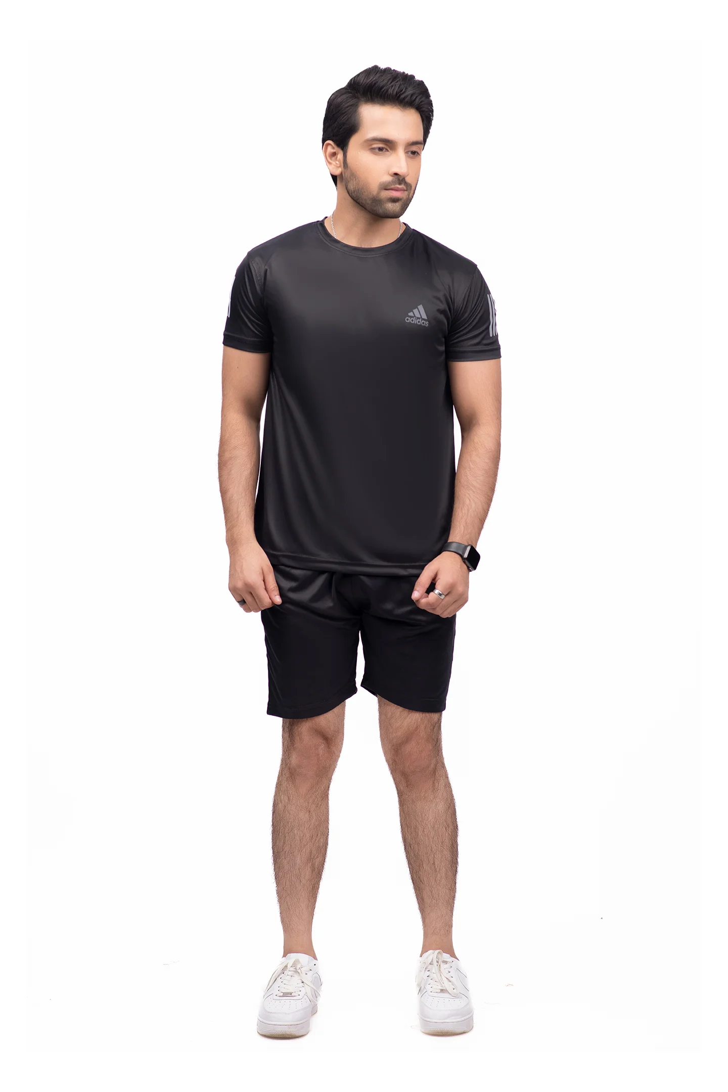 Reflective Logo Round Neck Black Tracksuit - Image 2